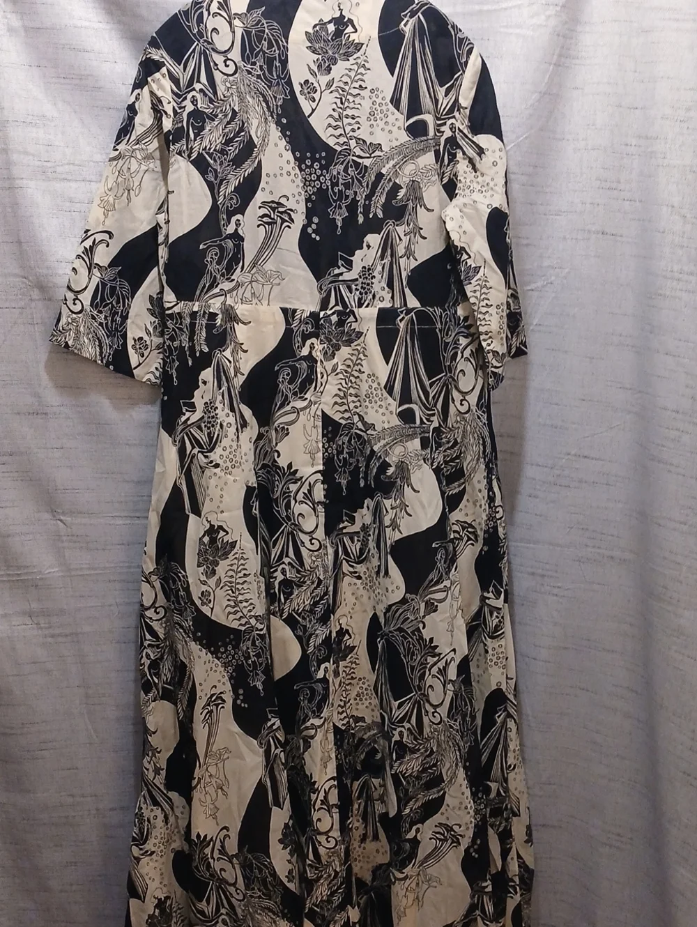 Tory Burch Black & Cream Printed Maxi Dress Sz S/P